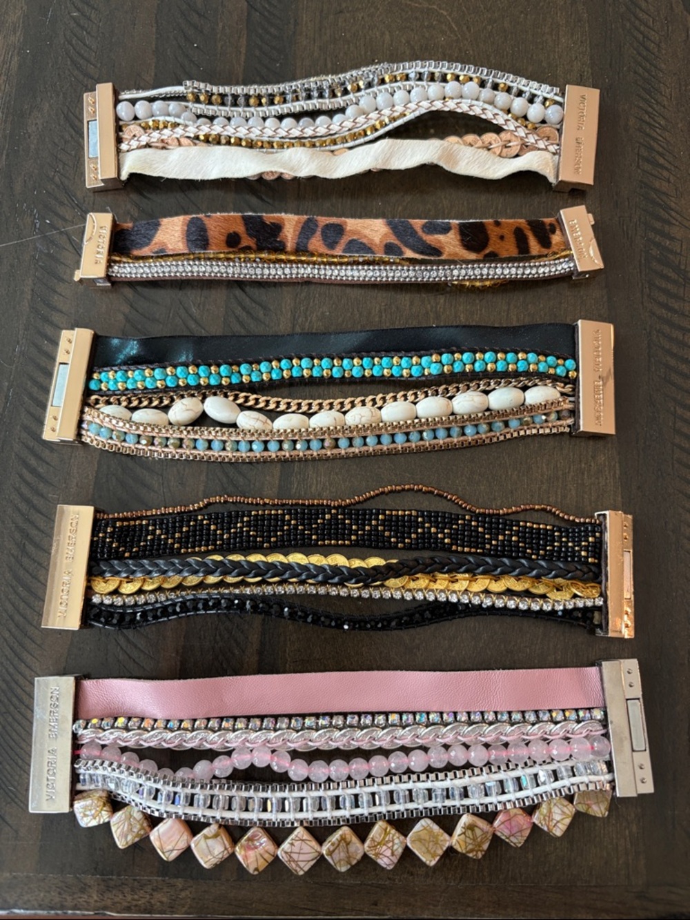 Set of 5 Victoria Emerson magnetic close bracelets